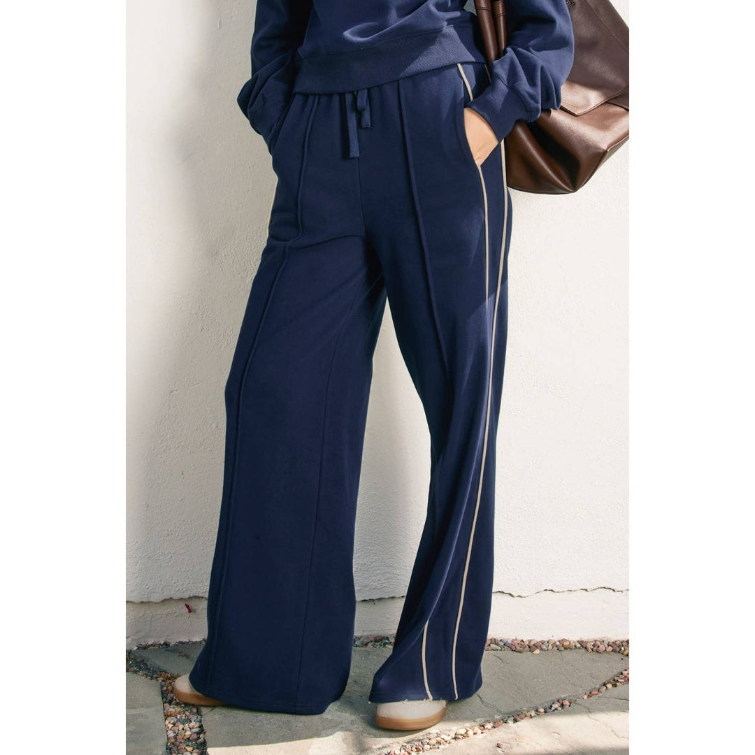 Track Stripe Wide Leg Sweatpants - Pants