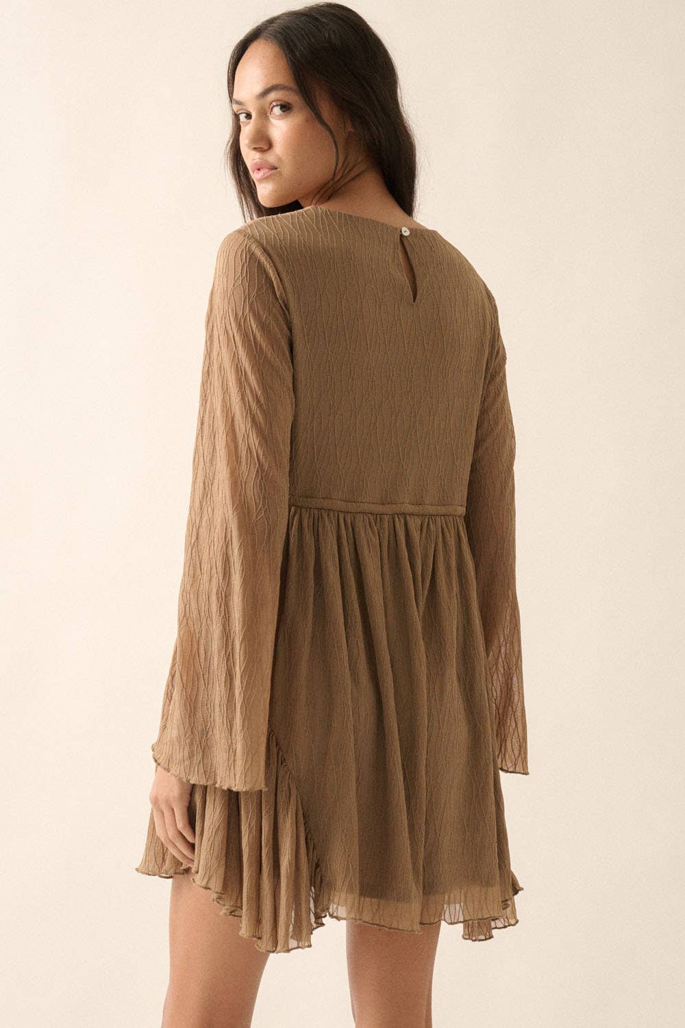 Vivian Solid Sheer V-Neck Wavy-Lace Romper - Dresses