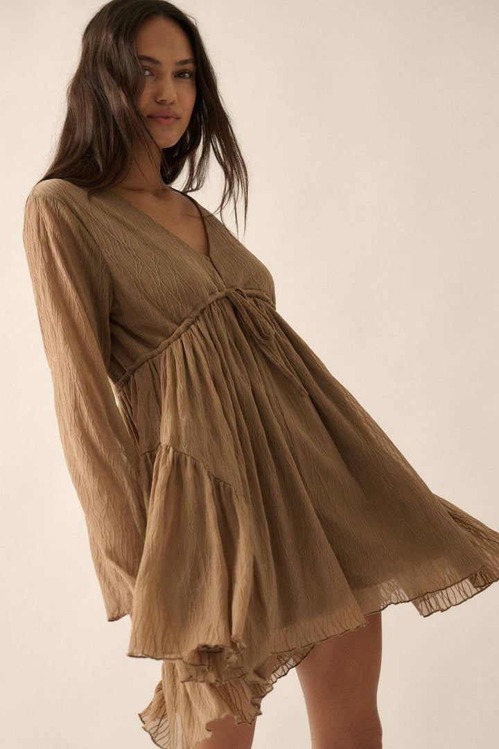 Vivian Solid Sheer V-Neck Wavy-Lace Romper - Small - Dresses